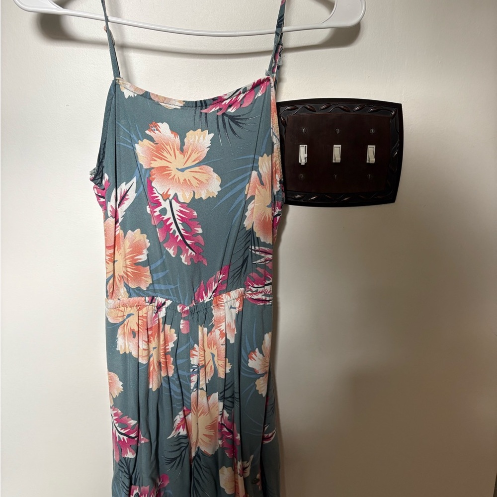 Roxy Strapless Dress with Pink and Orange Floral Design